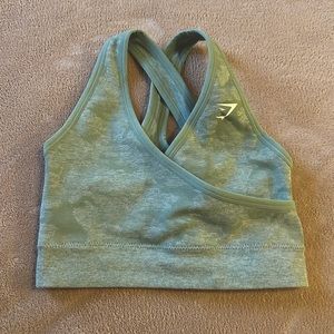 Green Gymshark Camo Seamless Sports Bra XS
